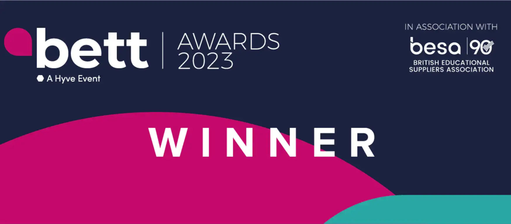 BETT Awards 2023 logo announcing 'Winner' for outstanding achievements in the education sector.