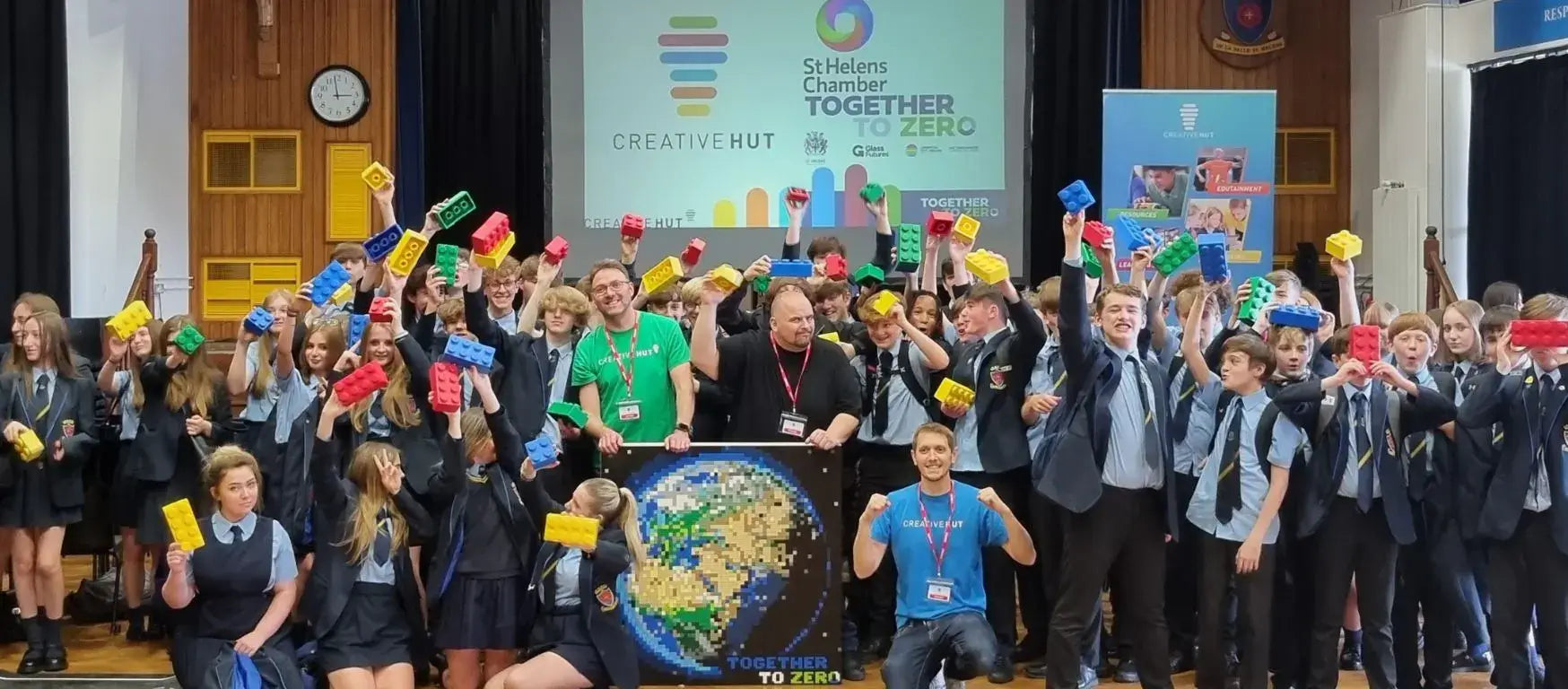 Students and educators celebrate at a STEAM education day event for #TogetherToZero initiative by St Helens Chamber.