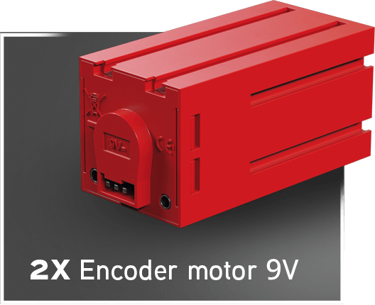 Add On STEM Coding Ultimate: Omniwheels featuring 2X Encoder motor 9V in vibrant red design.