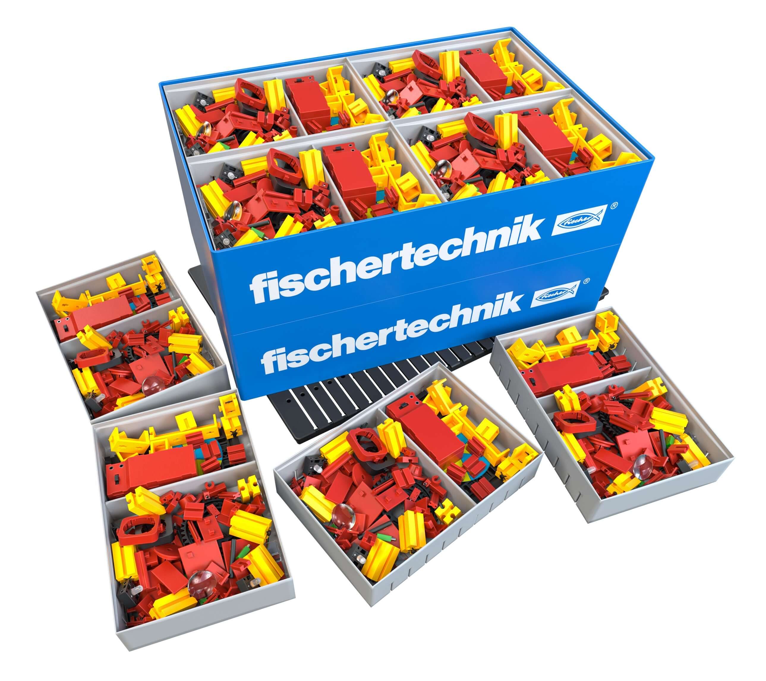 CLASS SET Optics with colorful building parts for teaching basic optics to primary school students.