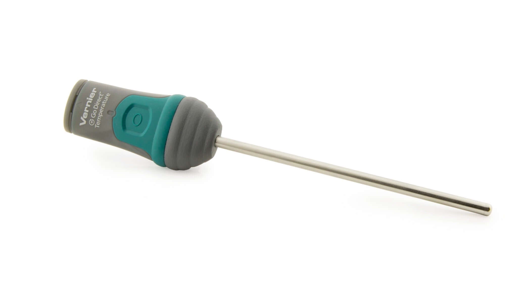 Go Direct Temperature Probe from Vernier, featuring a stainless steel probe and ergonomic design for real-time temperature measurements.