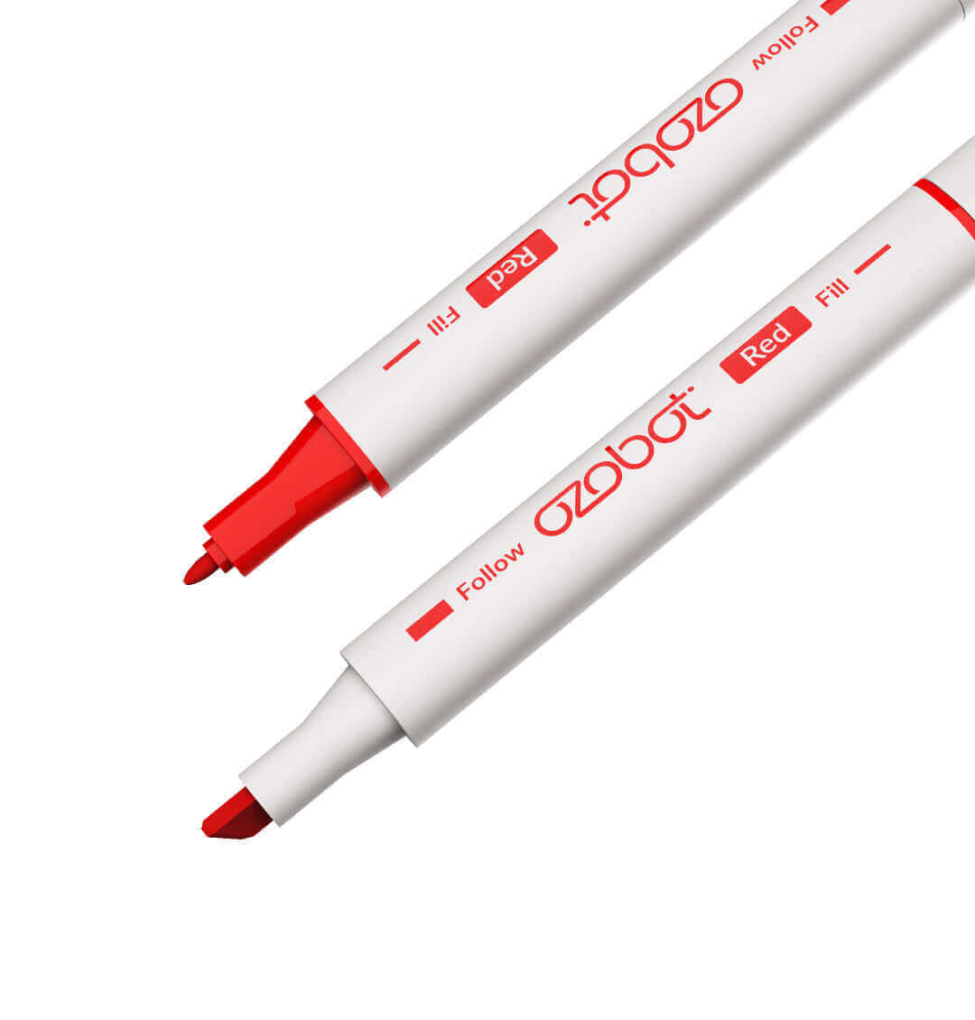 Ozobot washable red marker with angled tip for coding and color coding tasks, perfect for kids 6+.