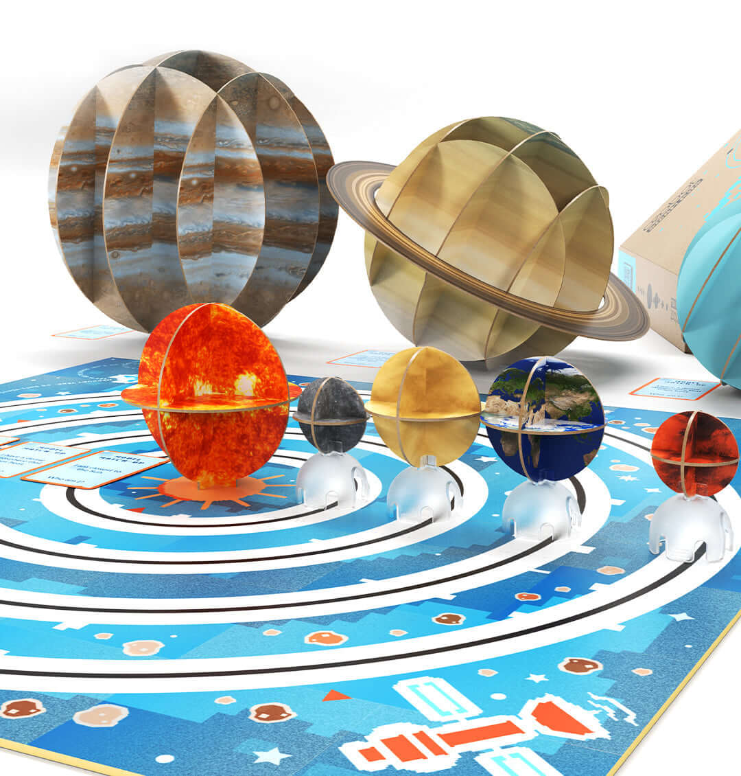 Colorful 3D planets and solar system model with engaging educational activities, part of OzoGoes to the Solar System kit.