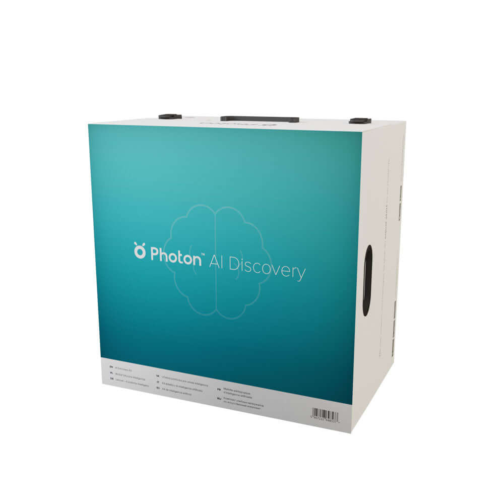 Photon AI Discovery teaching kit box for building artificial intelligence systems with students.