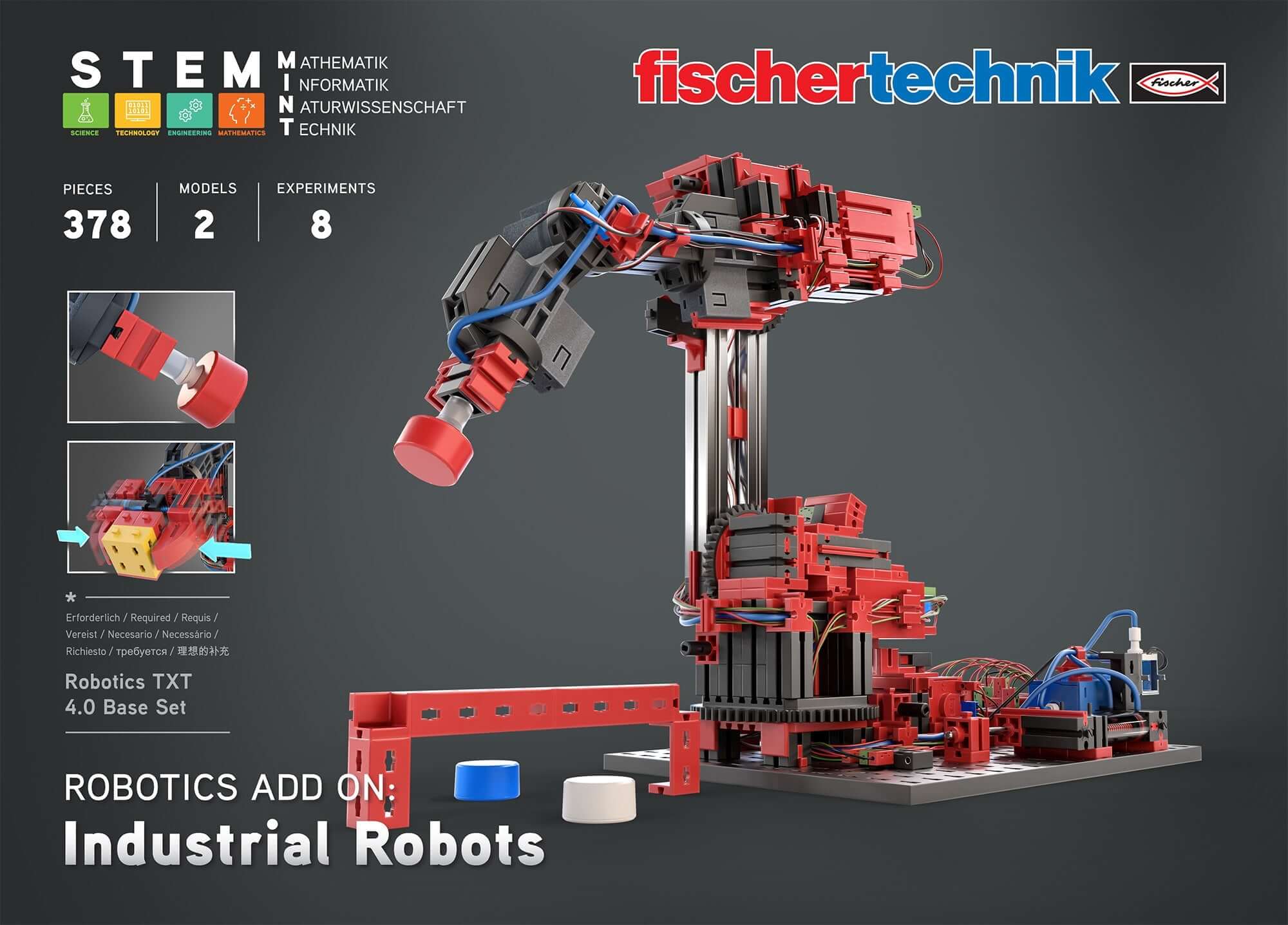 Add On STEM Coding Ultimate: Industrial Robots - Robotics model with 378 pieces, featuring realistic six-axle robot assembly.