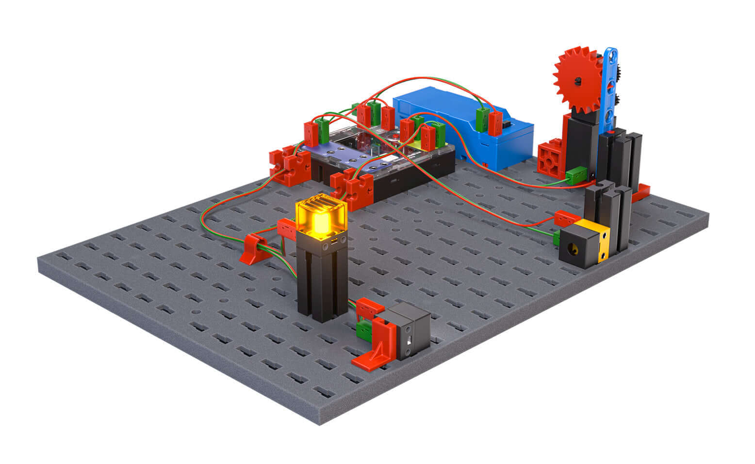 STEM Coding Pro robotics kit with circuits, lights, and motors for fun learning in robotics and coding.
