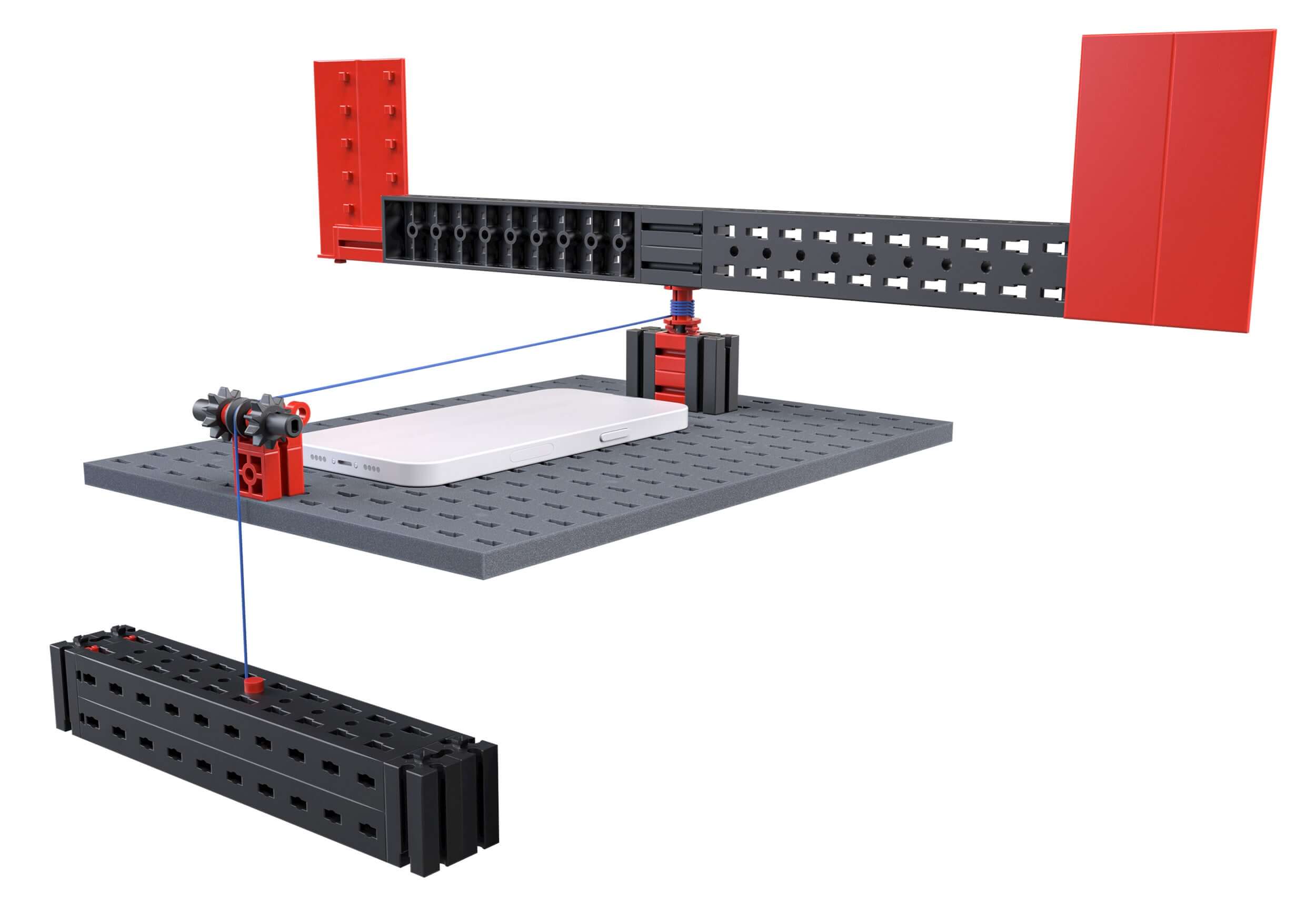 STEM Smart Physics construction kit showcasing a building model with data analysis components.
