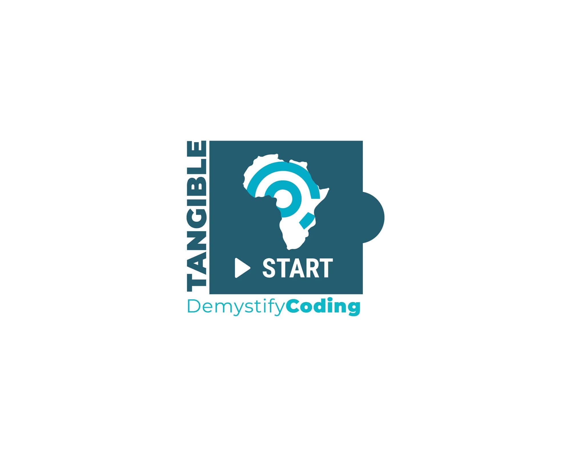 Logo of Tangible Start, featuring Africa and Demystify Coding, representing programming education.