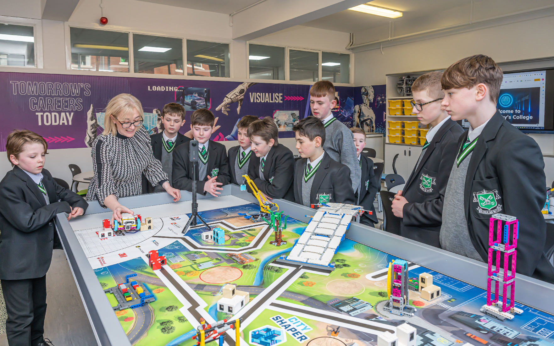 Students engaged in a hands-on learning activity at St Malachy's College digital creative hub.