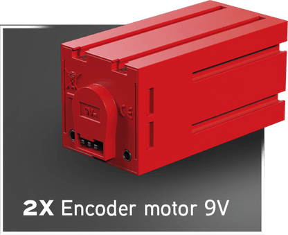 Add On STEM Coding Ultimate: Omniwheels featuring 2X Encoder motor 9V in vibrant red design.