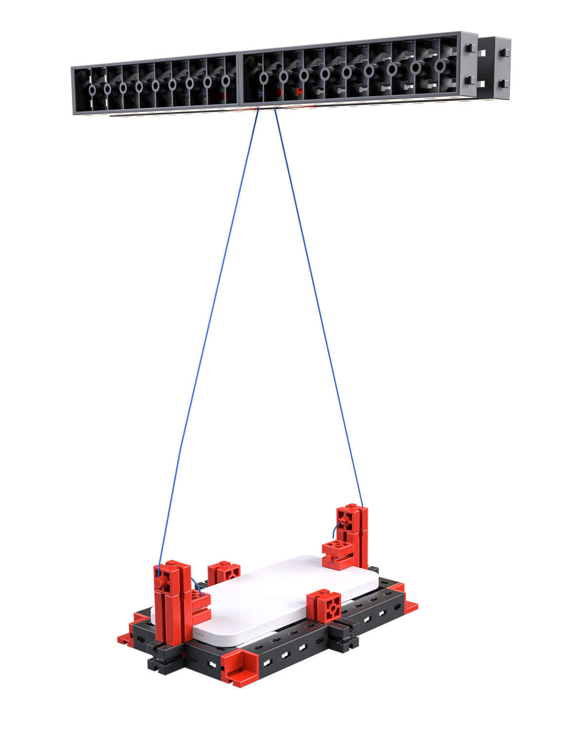 STEM Smart Physics kit showcasing construction and data analysis with modular components and a suspended platform.