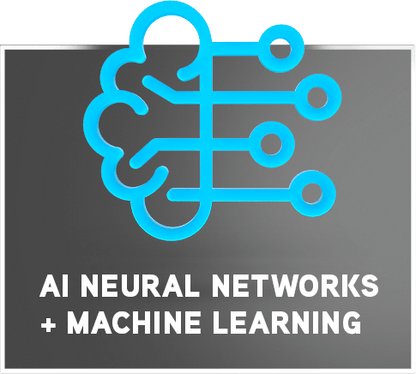 AI neural networks and machine learning graphic representing advanced technology in education.