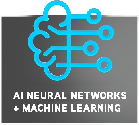 AI neural networks and machine learning graphic representing advanced technology in education.