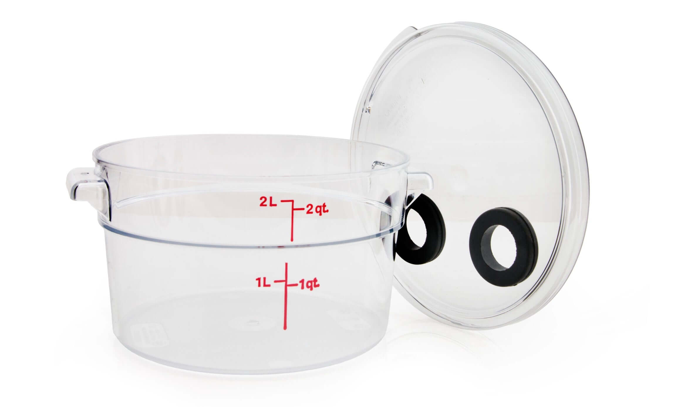 Clear plastic BioChamber 2000 with markings for liquid measurement, featuring a removable lid.