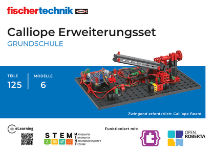 Calliope Starter Set for programming in elementary school, featuring 125 parts and 6 models, promoting STEM education.