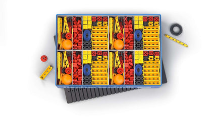 CLASS SET Simple Machines kit, featuring colorful components for teaching physics and technology to primary school students.