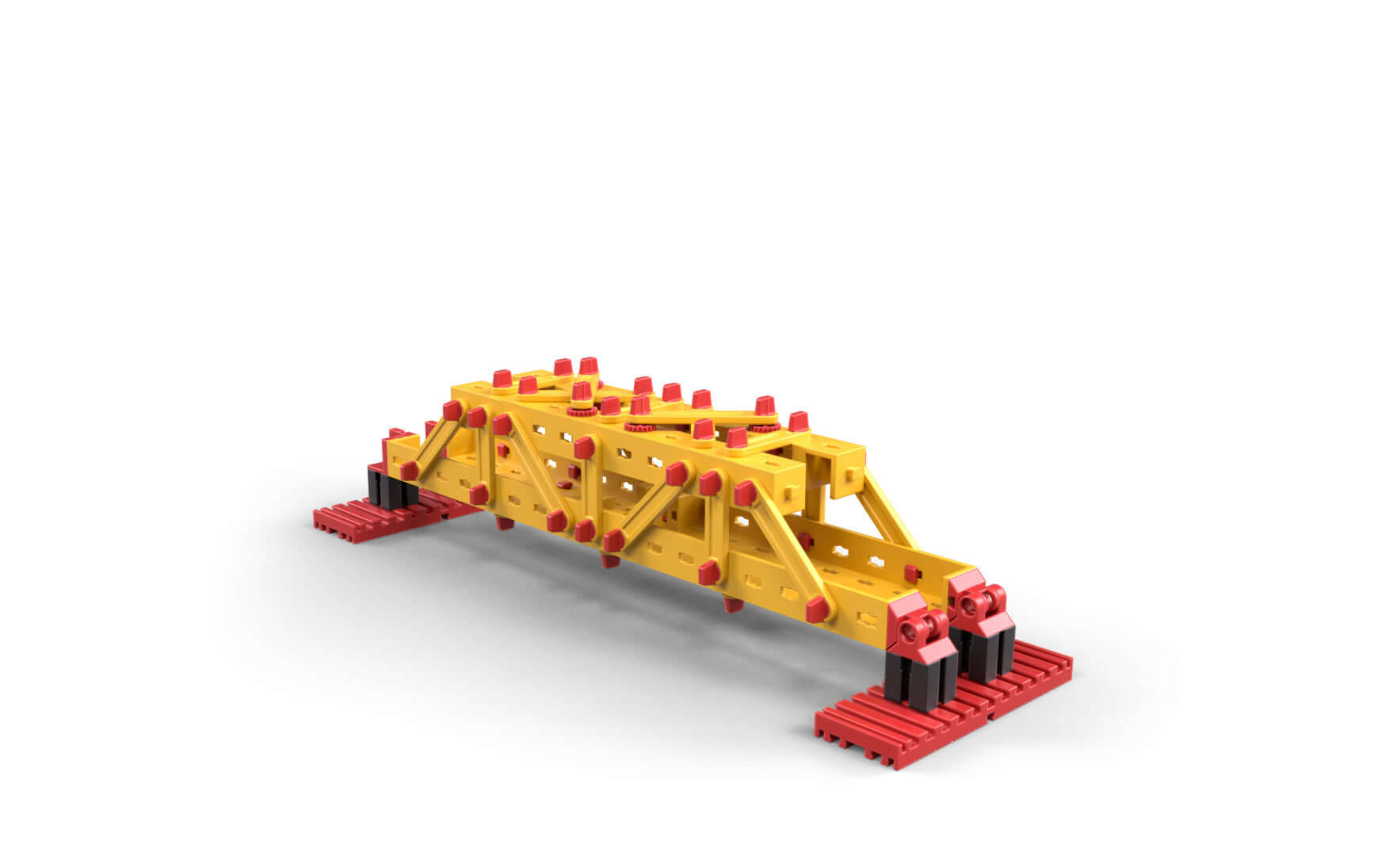 Colorful engineering model demonstrating statics principles for primary school education.