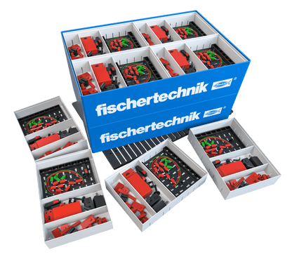 CLASS SET Electrical Control components in organized storage boxes for teaching primary school electrical circuits.