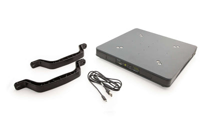 Go Direct Force Plate with accessories including handles and connection cable for measuring human-scale forces.