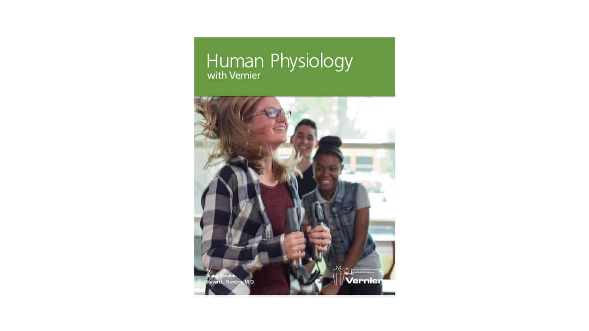 Cover of Human Physiology with Vernier E-Book showcasing diverse students engaging in experiments.