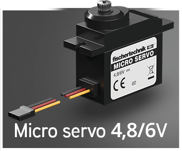 Fischer Technik micro servo 4.8/6V for robotics and automation projects.
