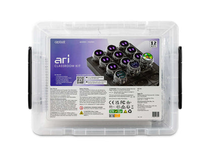 Ozobot Ari Classroom Kit with 12 interactive robots for teaching K12 computer science.