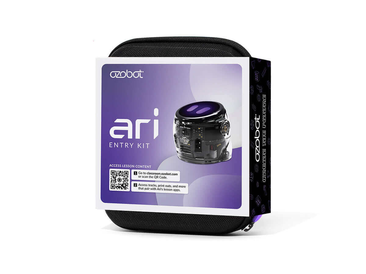 Ozobot Ari Entry Kit packaging featuring the compact interactive robot designed for K12 computer science education.