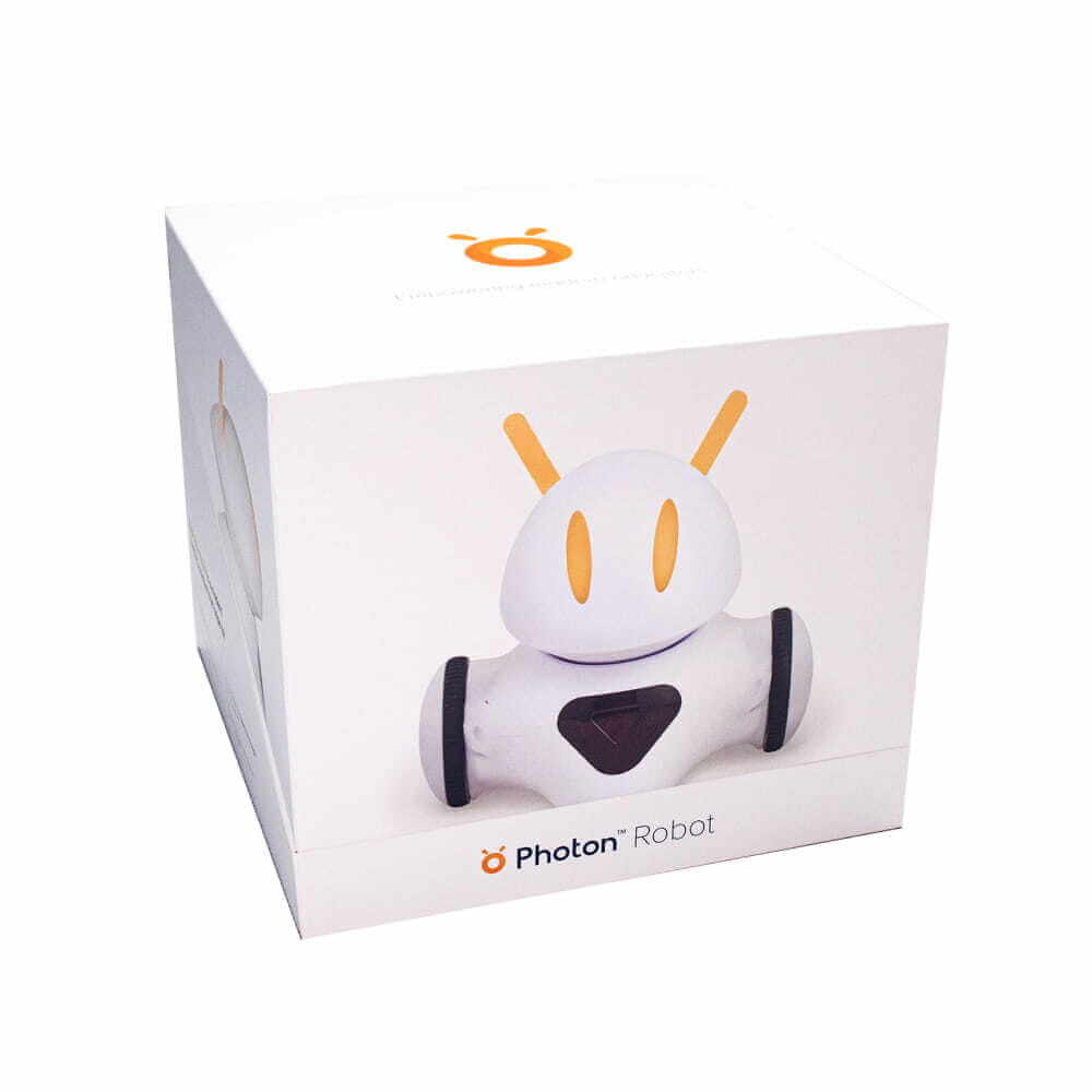 Photon Robot EDU packaging showcasing its design for interdisciplinary learning and coding for all ages.