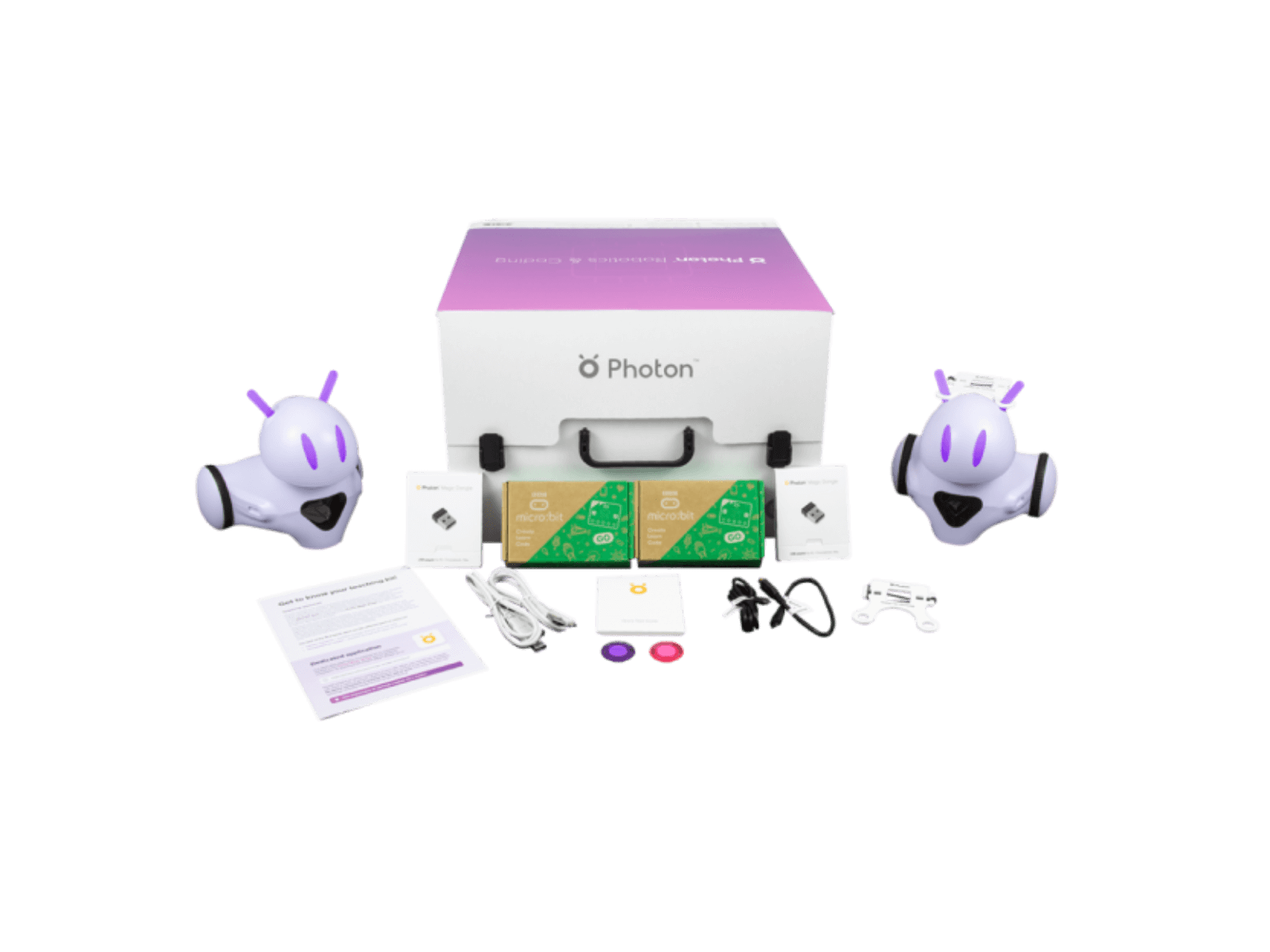 Photon Teaching Kit for robotics and coding, featuring robotic components and educational materials.