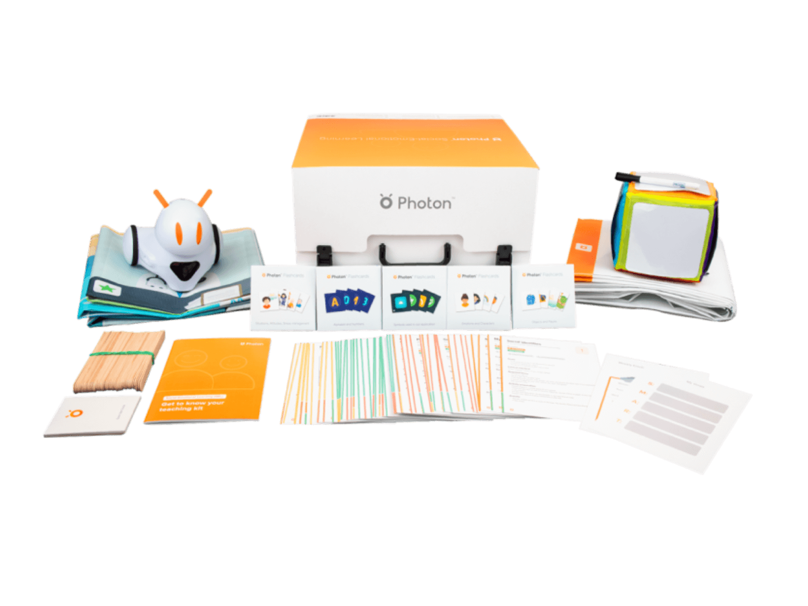 Photon Teaching Kit for Social-Emotional Learning, featuring colorful materials for children aged 6-11.