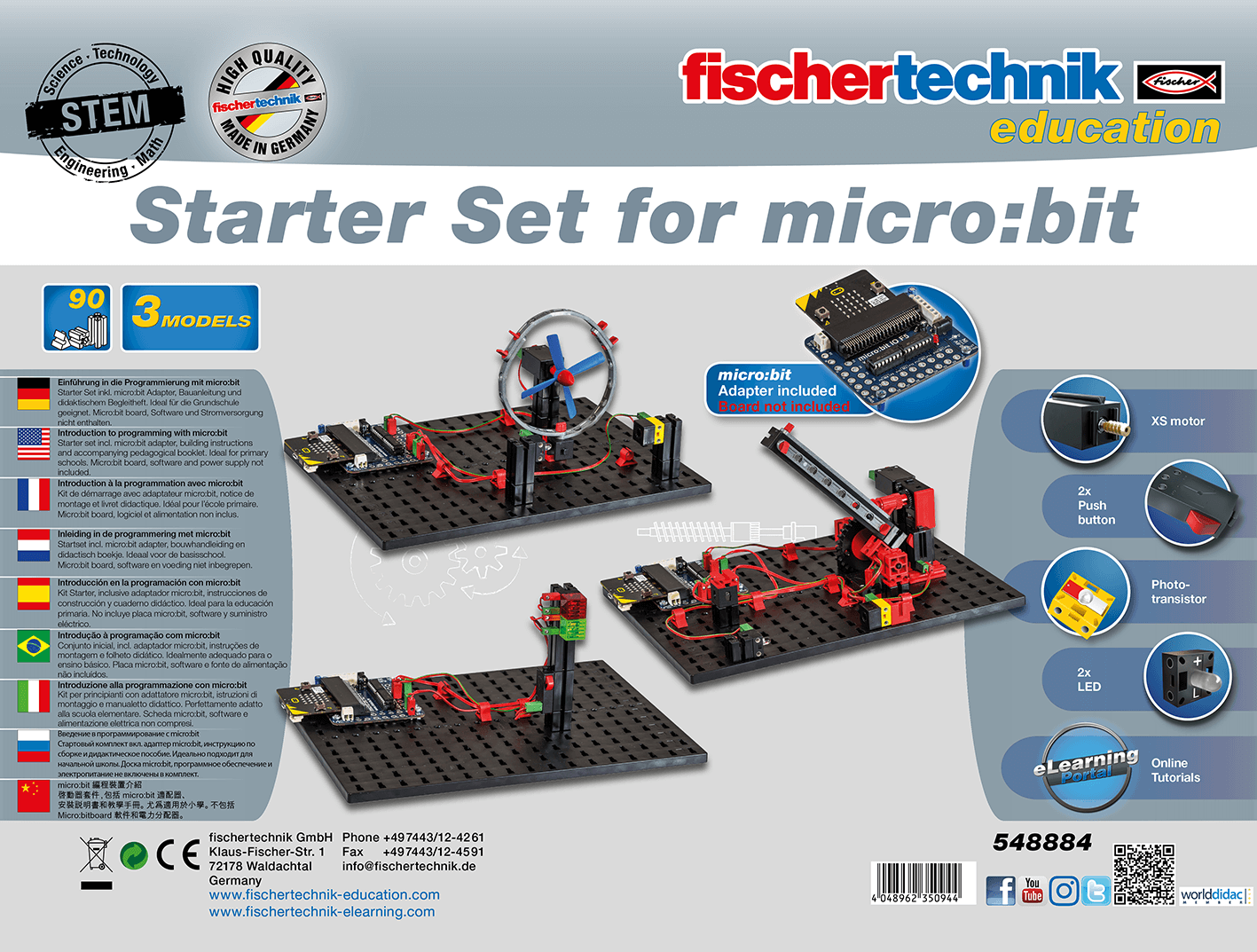 Starter Set for micro:bit showcasing educational programming tools for elementary school, featuring models and components.