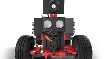 STEM Coding Competition - Future Engineers robotic vehicle front view with sensors and wheels