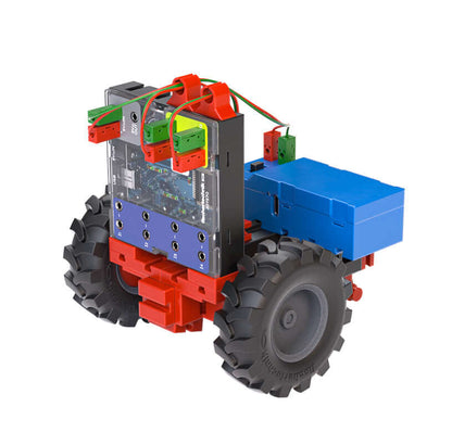 STEM Coding Pro robotics kit with Li Ion battery, featuring colorful design and accessible coding components.