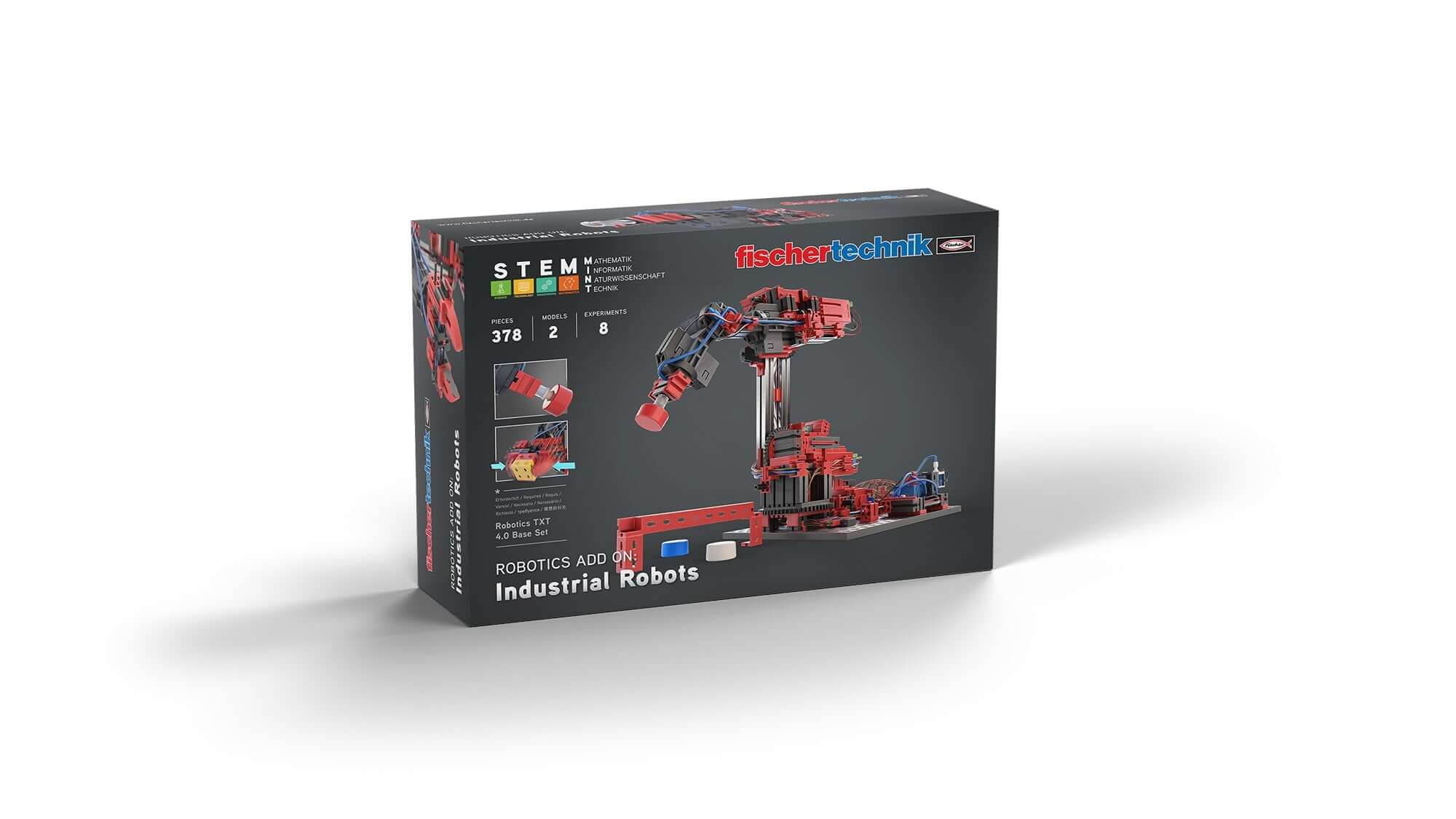 Add On STEM Coding Ultimate: Industrial Robots packaging featuring realistic robot models for educational programming.