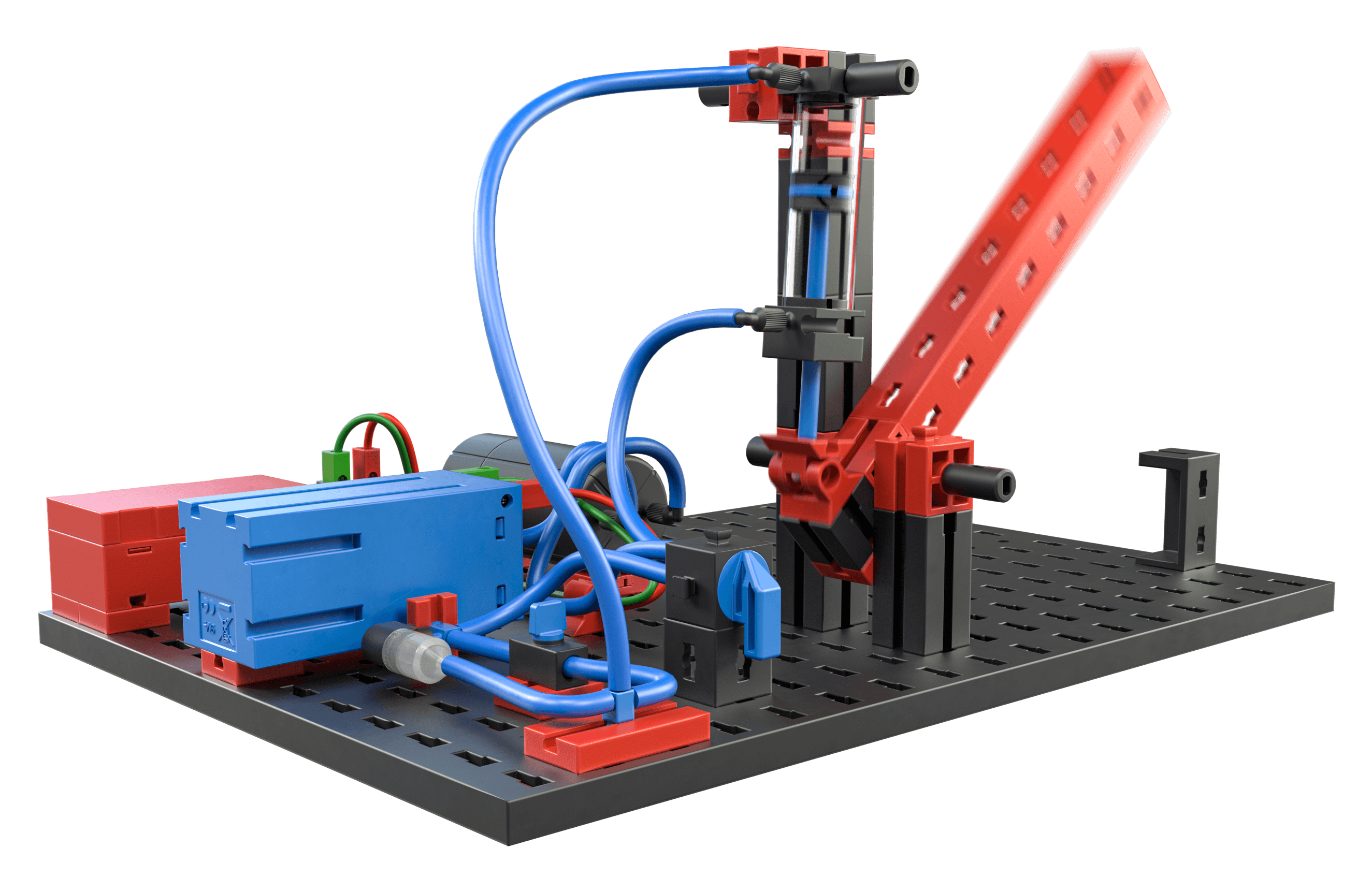 STEM Pneumatics model showcasing basic pneumatic components for educational and sustainable learning.