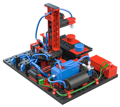 Educational STEM pneumatics kit showcasing components for understanding basic pneumatic systems.
