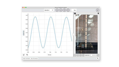 Vernier Graphical Analysis app displaying data graph and experiment setup for real-time student collaboration.